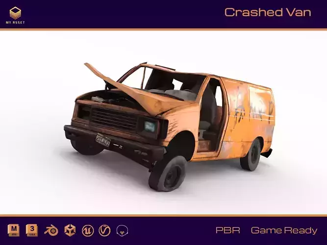 Crashed Van 01 Low-poly 3D model