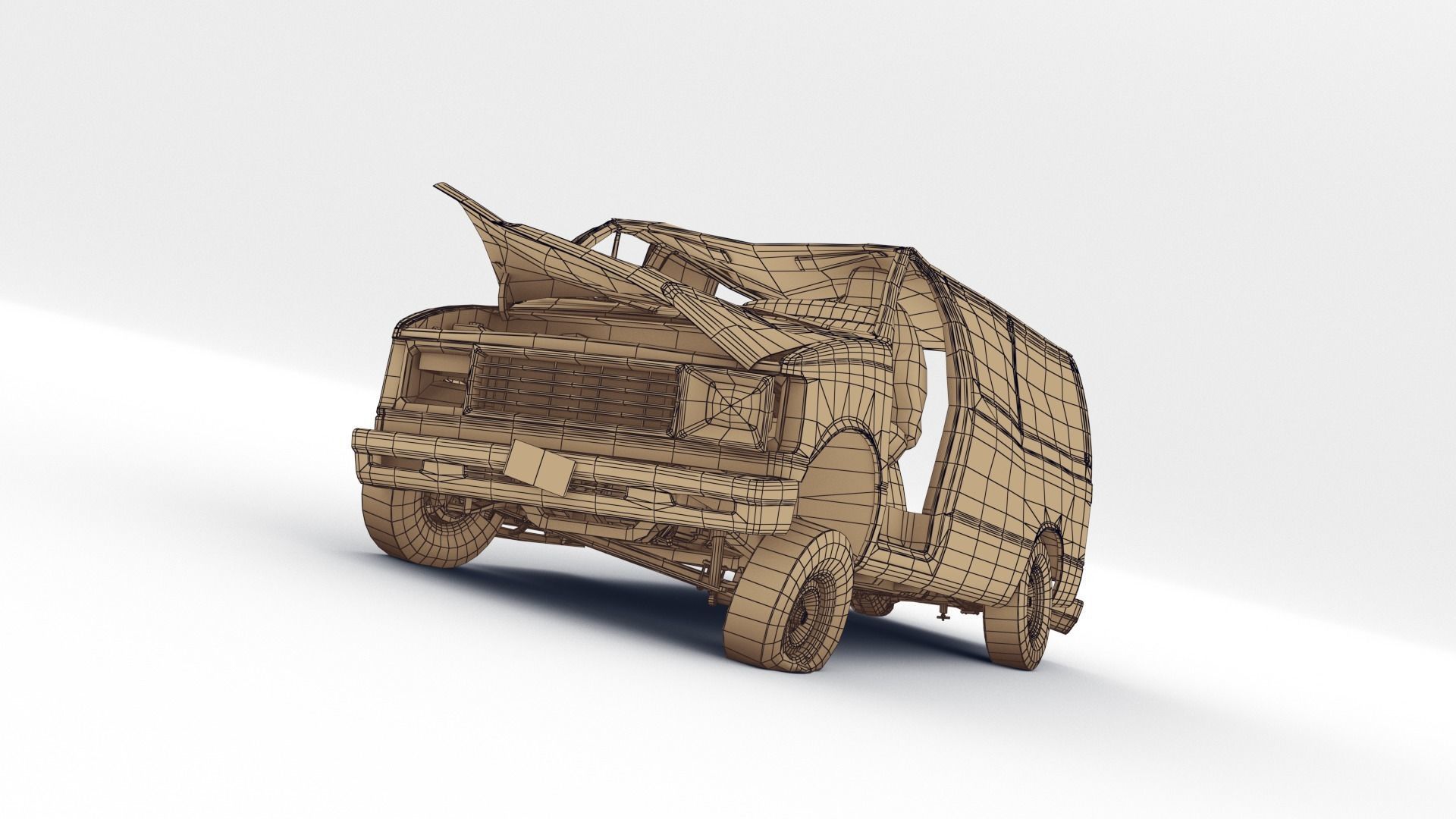 Crashed Van 01 Low-poly 3D model_22