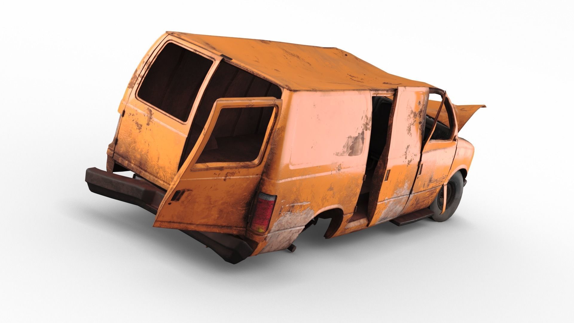 Crashed Van 01 Low-poly 3D model_11