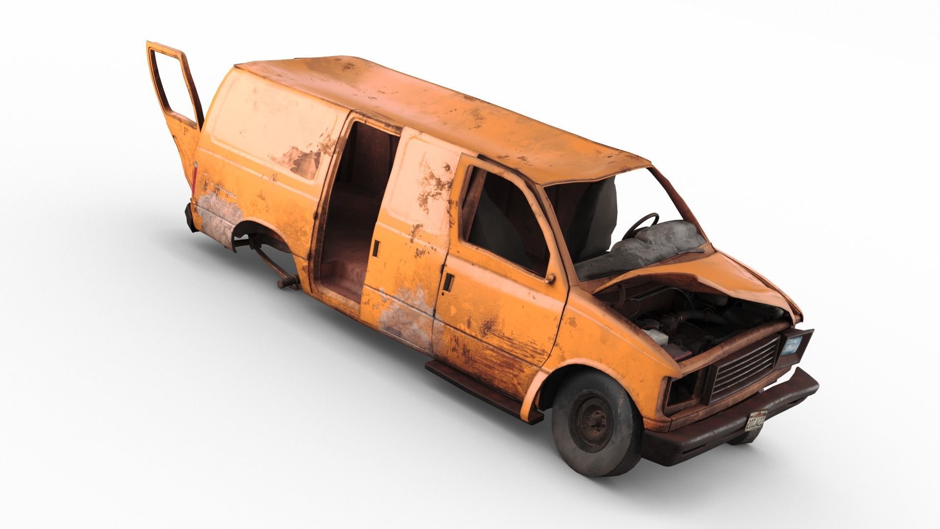 Crashed Van 01 Low-poly 3D model_10