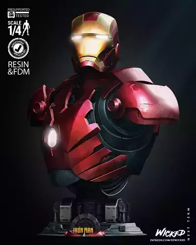 Wicked Marvel Iron Man Bust Tested for 3D printing