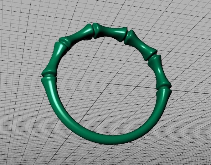 Bamboo Stackable Band Stacking Band Ring 3Dmodel 3D print model_7