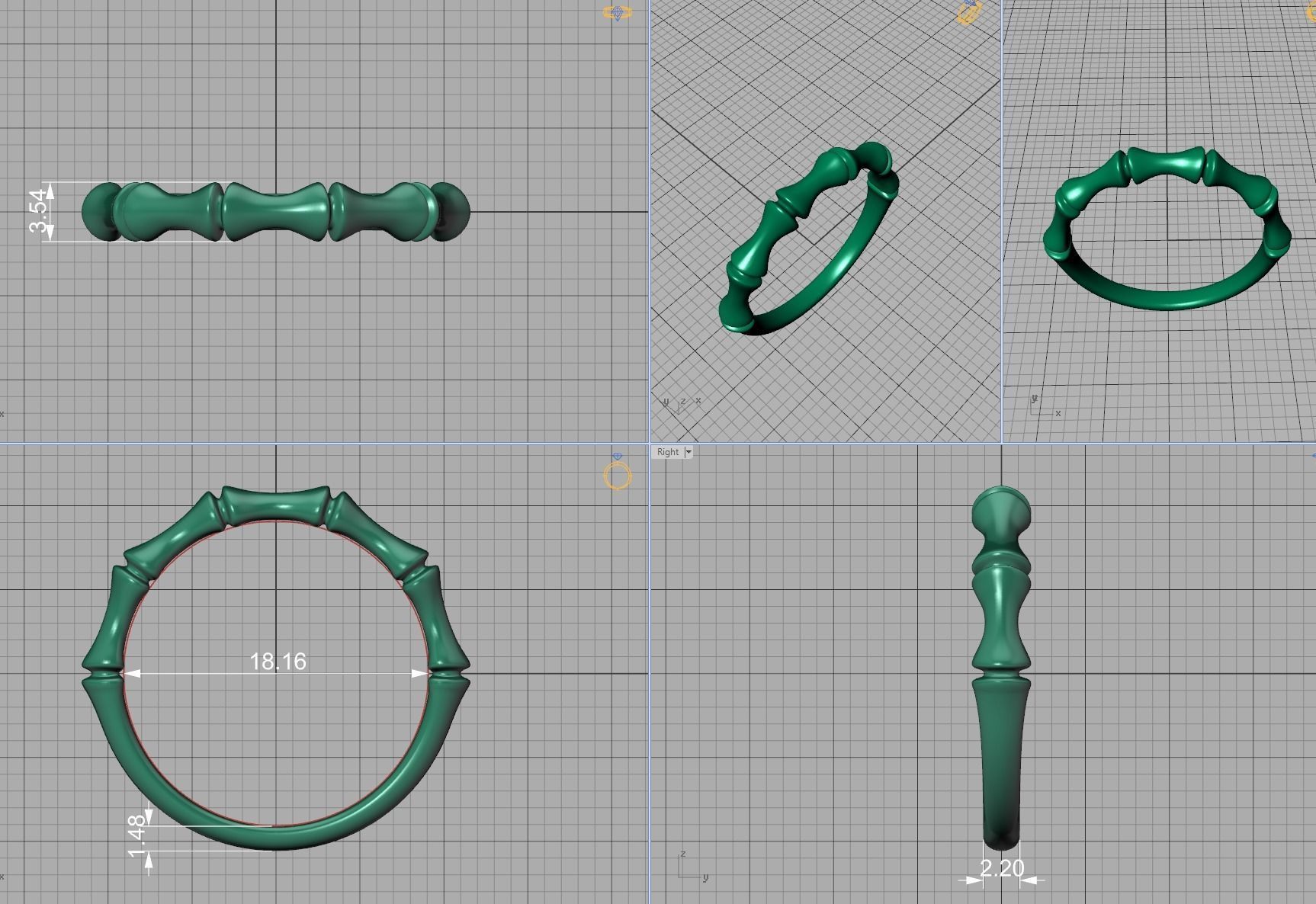 Bamboo Stackable Band Stacking Band Ring 3Dmodel 3D print model_6