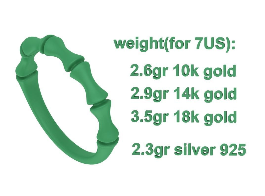 Bamboo Stackable Band Stacking Band Ring 3Dmodel 3D print model_9