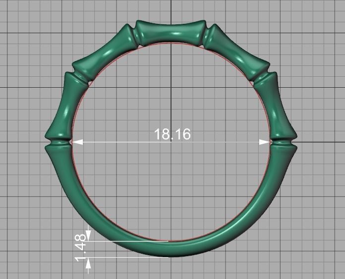 Bamboo Stackable Band Stacking Band Ring 3Dmodel 3D print model_11