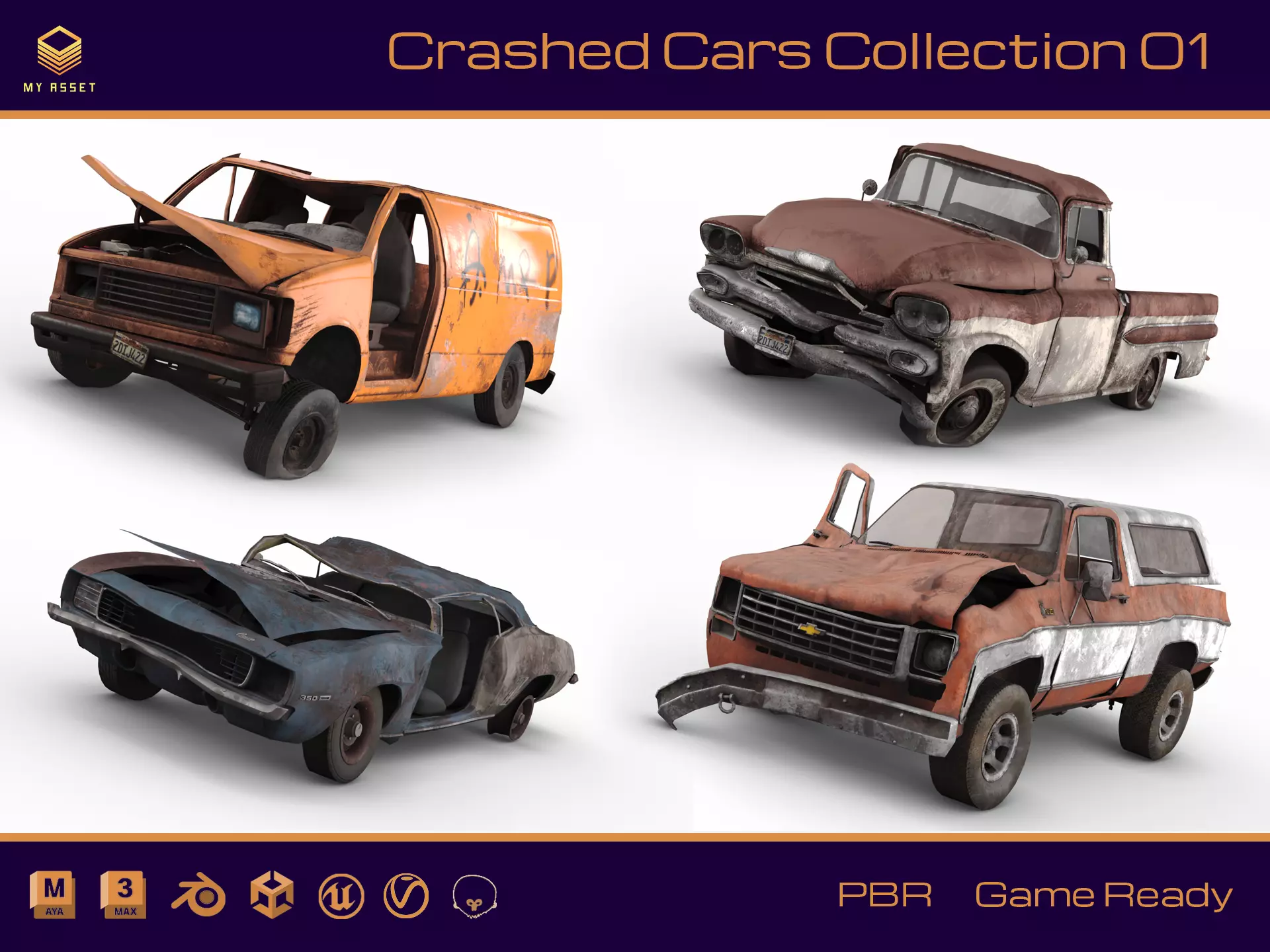 Crashed Cars 3D Model Collection_0