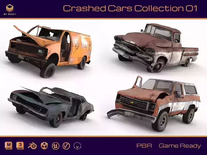 Crashed Cars 3D Model Collection