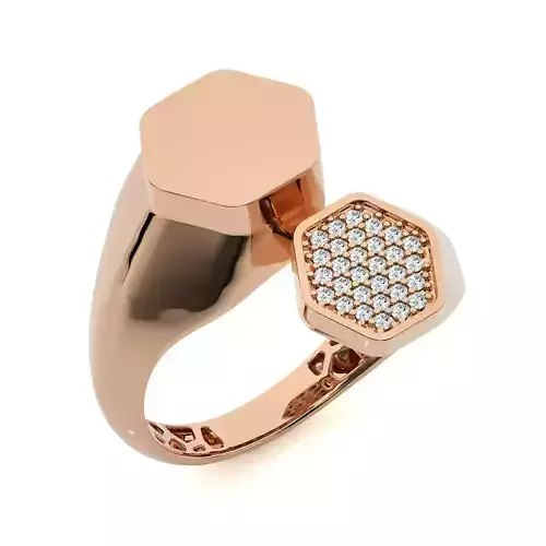 Dual Hexagon Head Italian Diamond Ring 3D print model