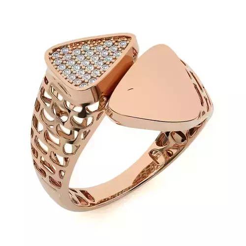 Yin and Yang Dual Triangle Head Italian Diamond Ring