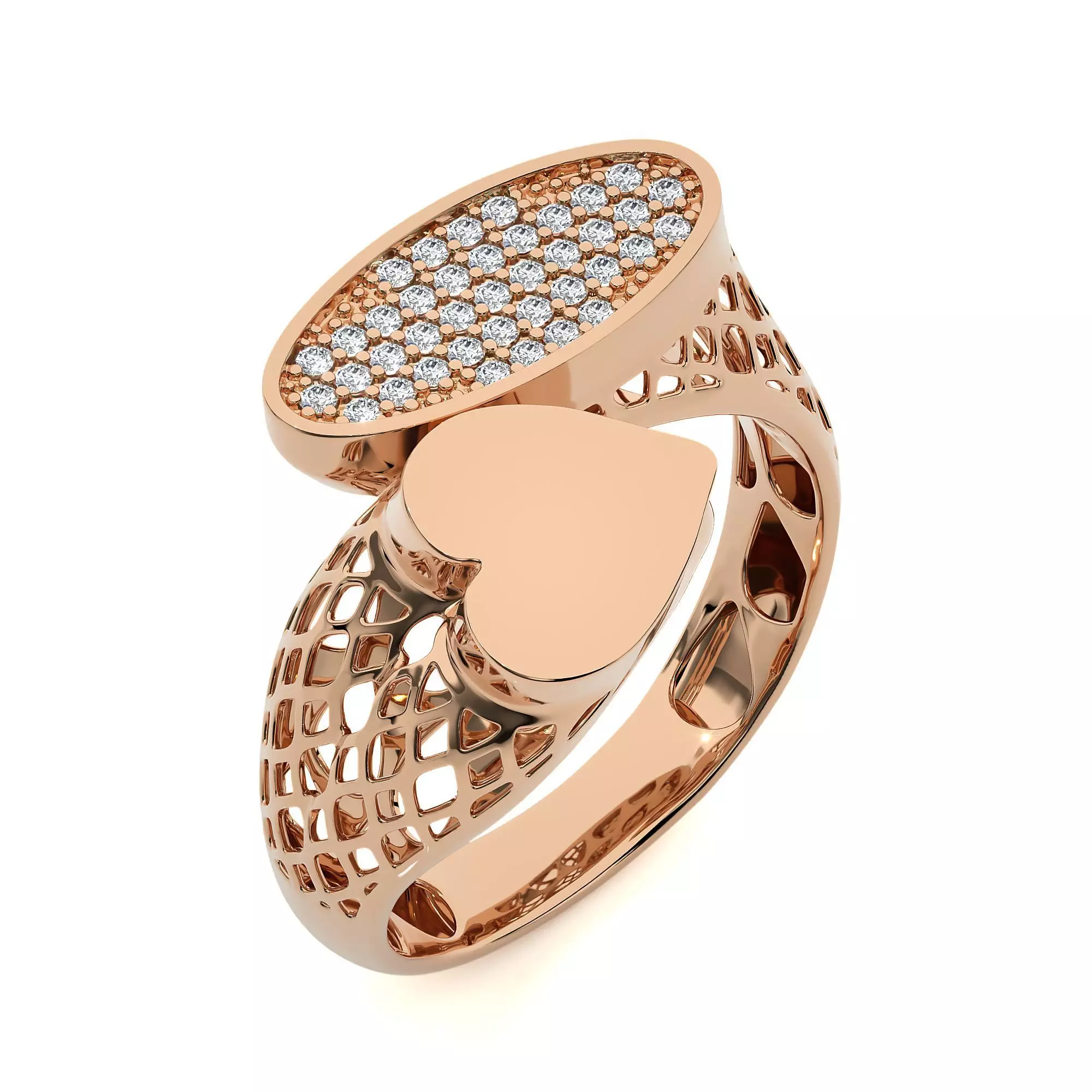 Dual Head Italian Diamond Ring 3D print model_0