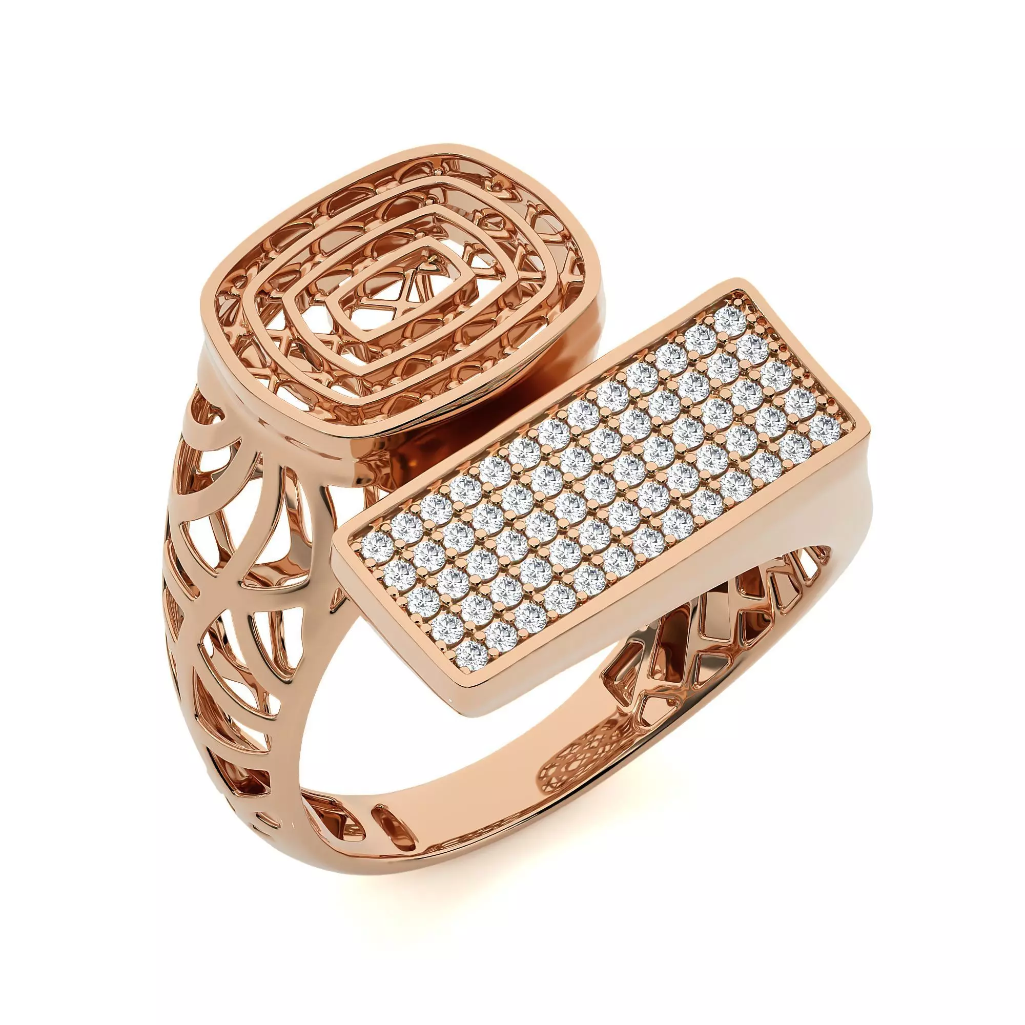 Dual Head Italian Diamond Ring 3D print model