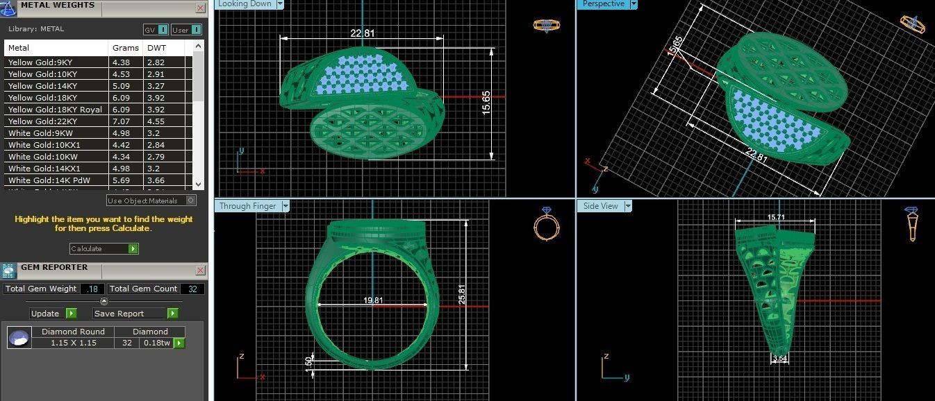 Dual Head Italian Diamond Ring 3D print model_1