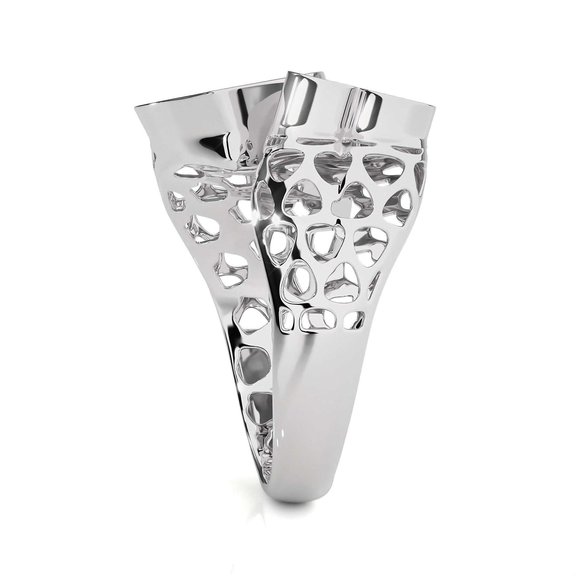 Dual Heart Head Italian Diamond Ring 3D print model_10