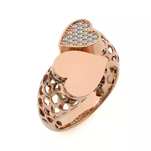 Dual Heart Head Italian Diamond Ring