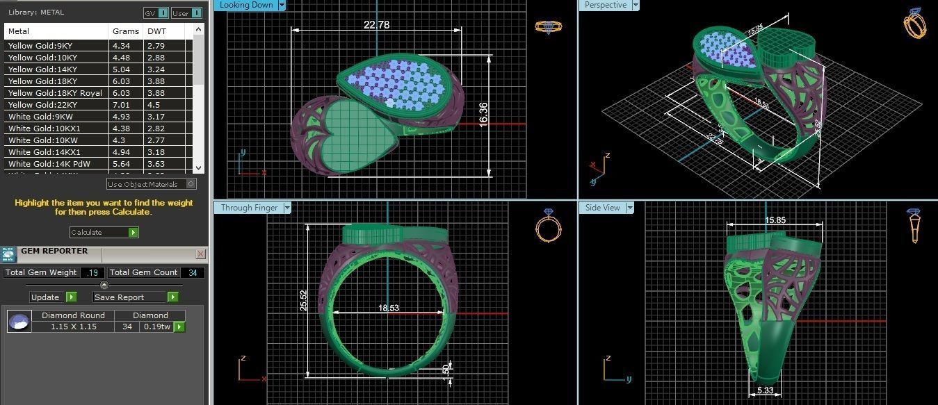 Dual Head Italian Diamond Ring 3D print model_3