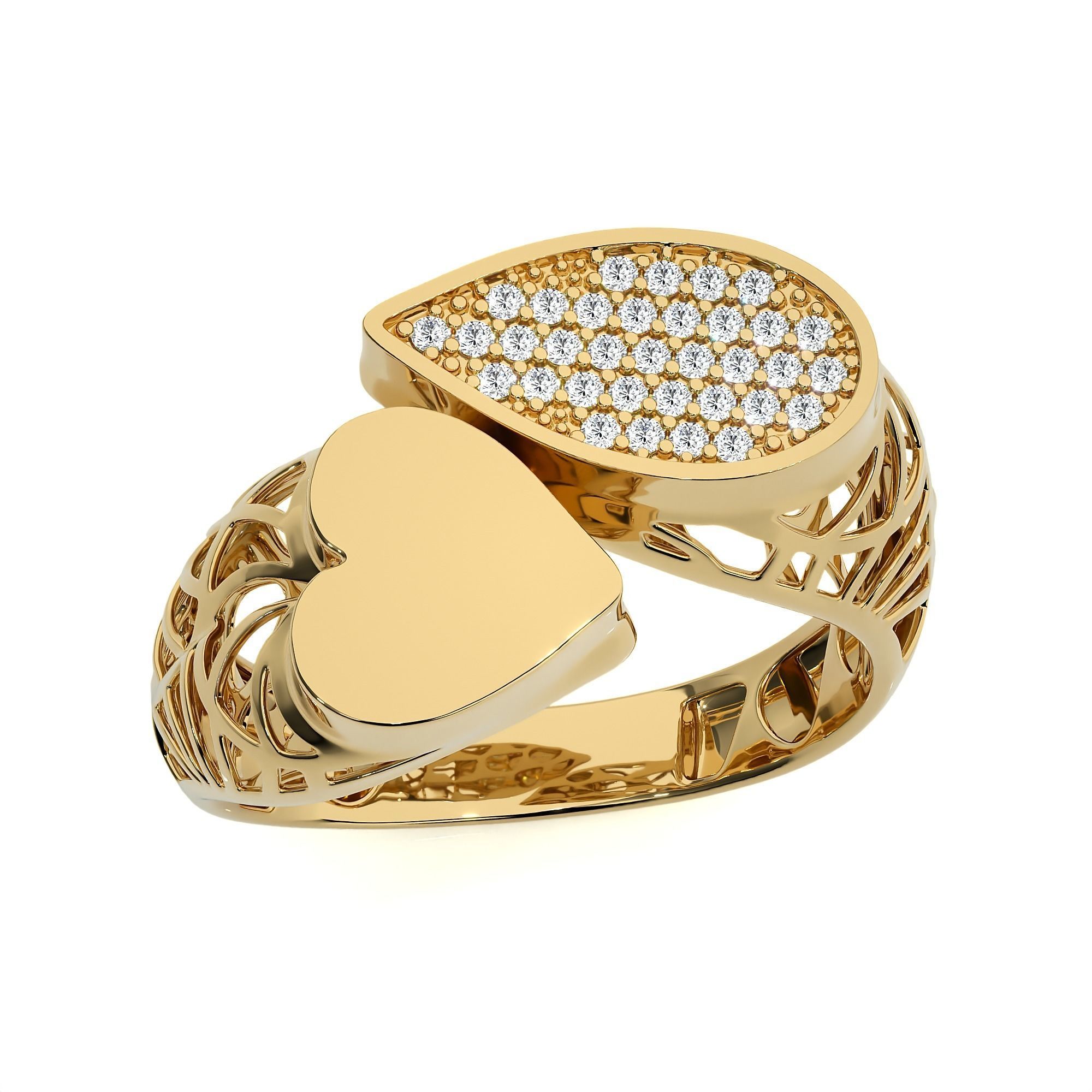 Dual Head Italian Diamond Ring 3D print model_11