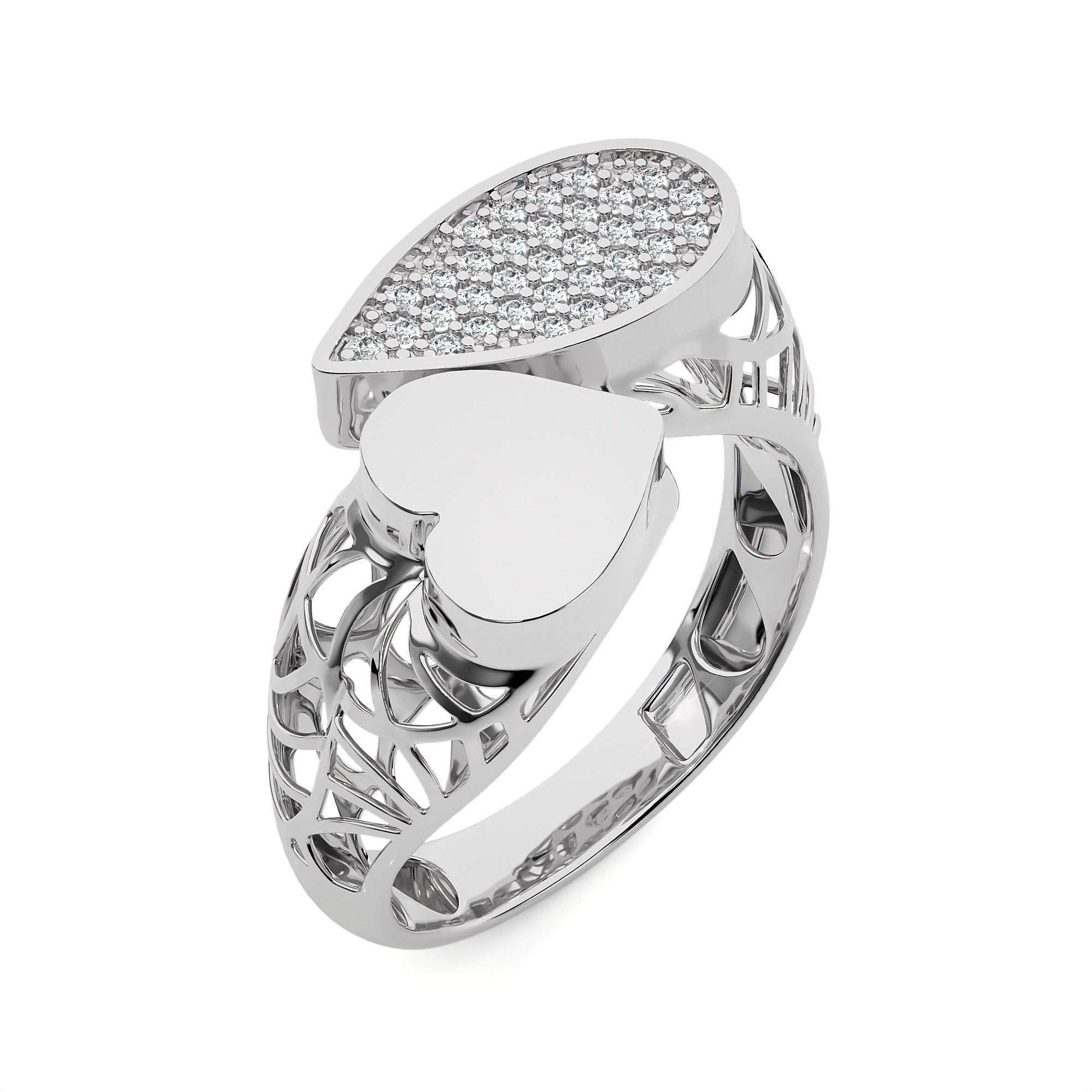 Dual Head Italian Diamond Ring 3D print model_2
