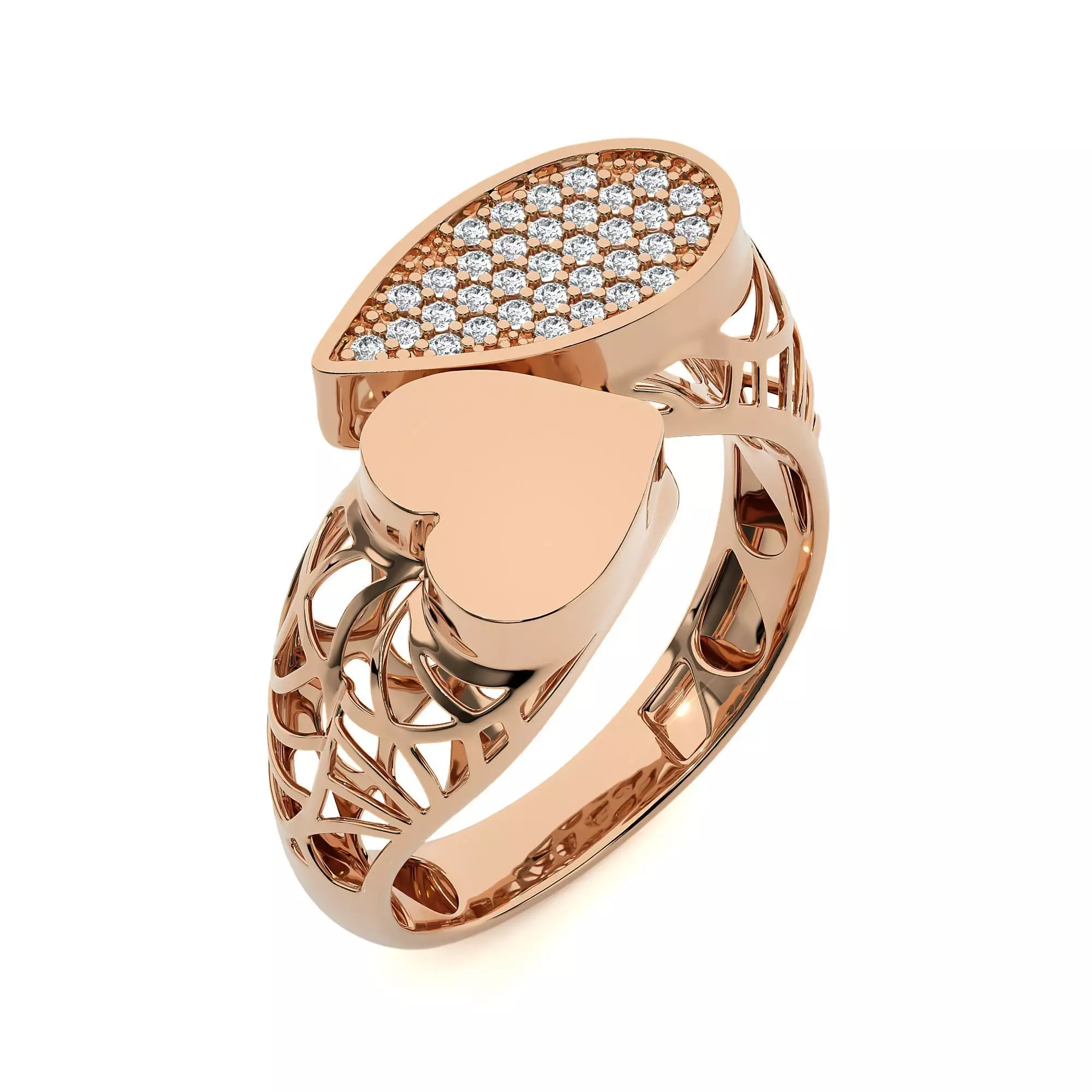 Dual Head Italian Diamond Ring 3D print model_0