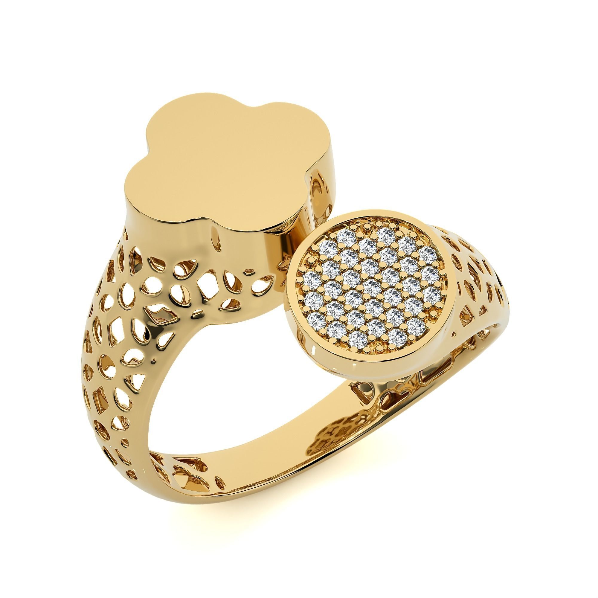 Dual Head Italian Diamond Ring 3D print model_1