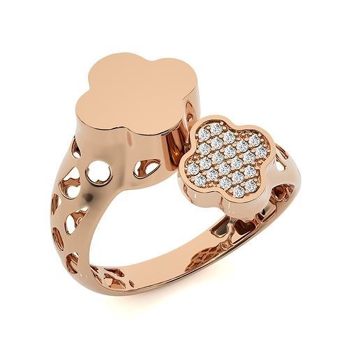 Flower Dual Head Italian Diamond Ring 3D print model