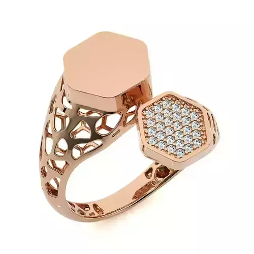 Dual Hexagon Head Italian Diamond Ring