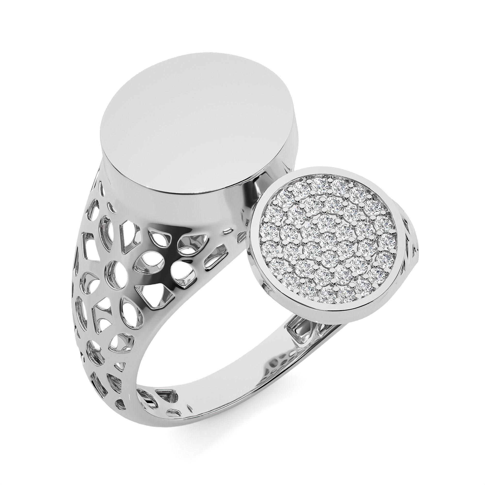 Dual Circle Head Italian Diamond Ring 3D print model_2