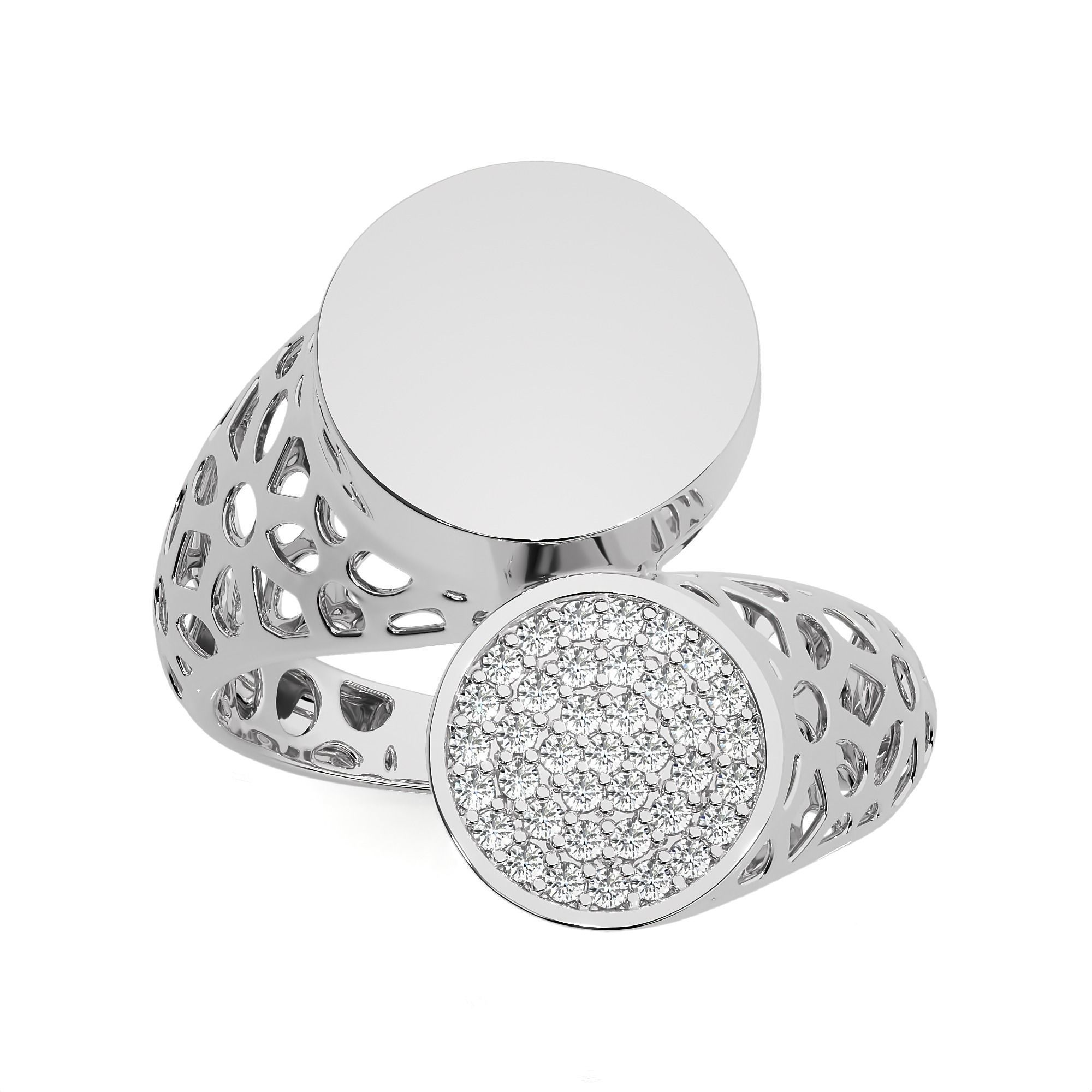 Dual Circle Head Italian Diamond Ring 3D print model_8
