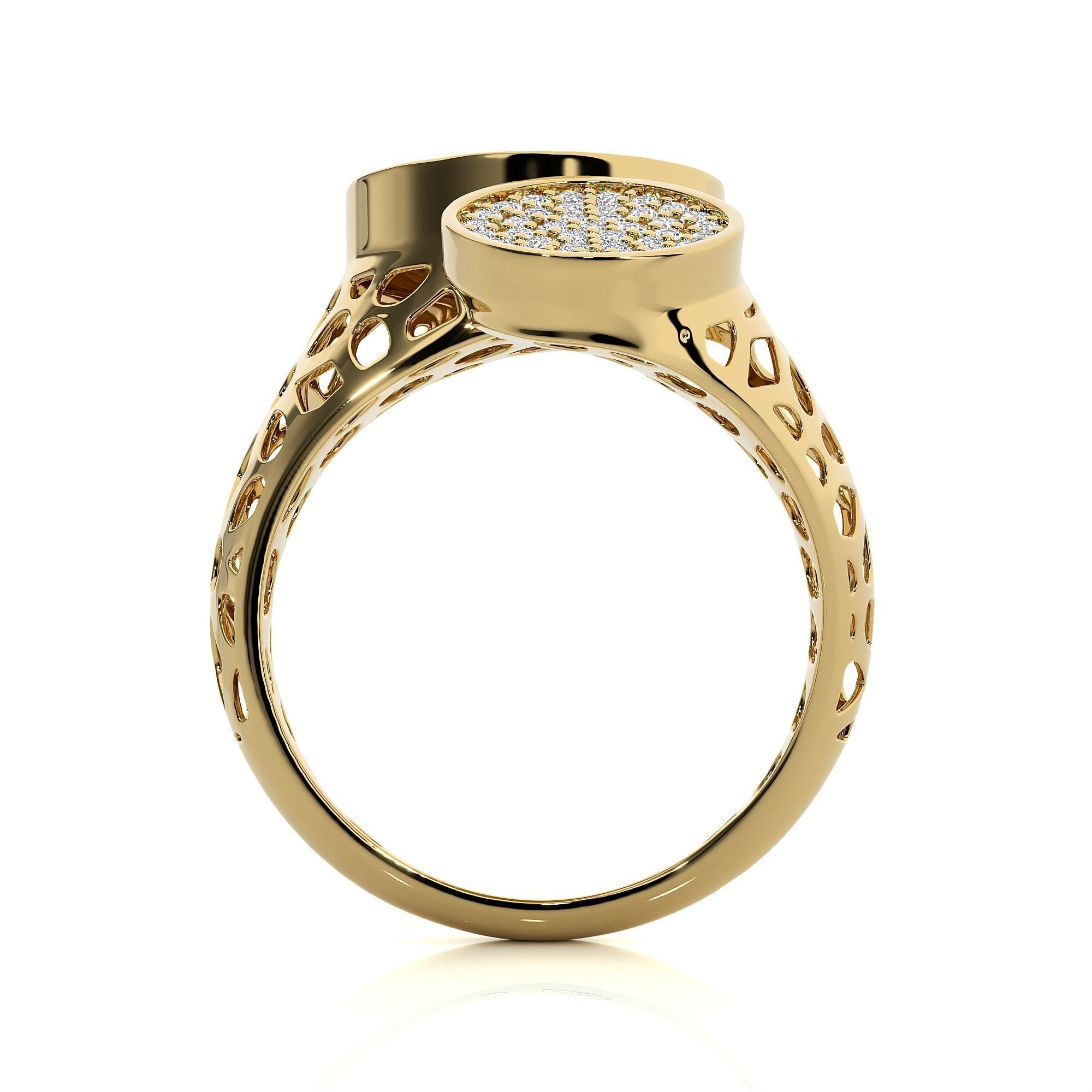 Dual Circle Head Italian Diamond Ring 3D print model_12