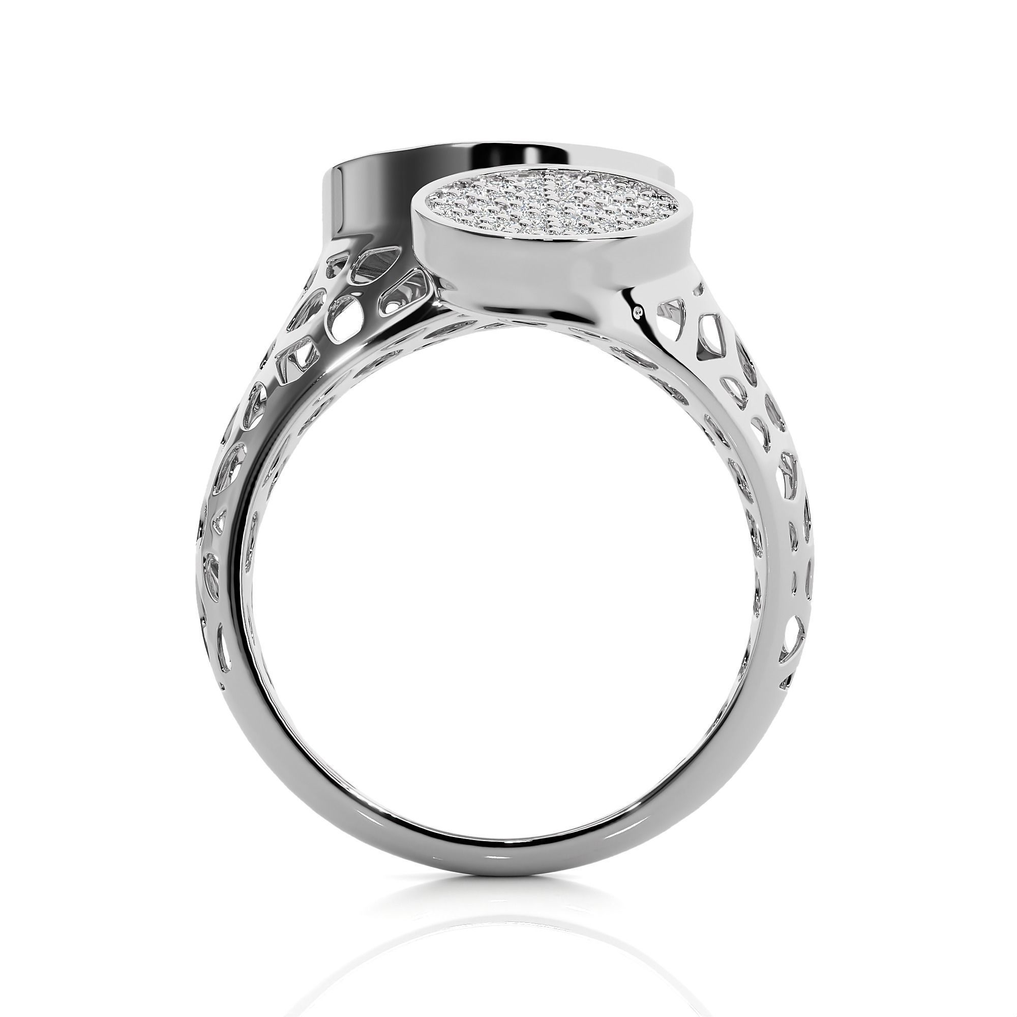 Dual Circle Head Italian Diamond Ring 3D print model_9