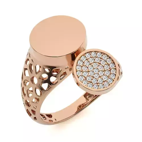 Dual Circle Head Italian Diamond Ring 3D print model