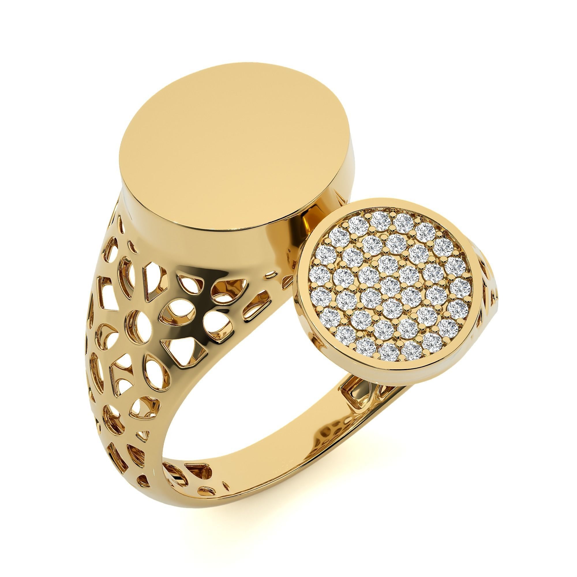 Dual Circle Head Italian Diamond Ring 3D print model_1