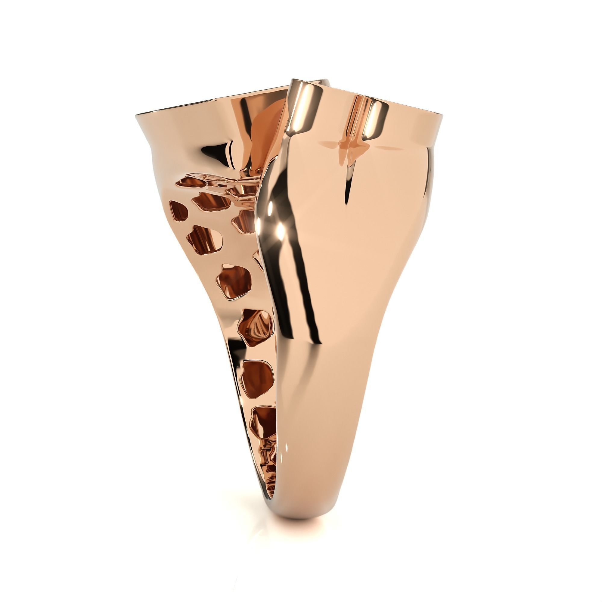 Couple Heart Love Italian Diamond Ring 3D print model_7