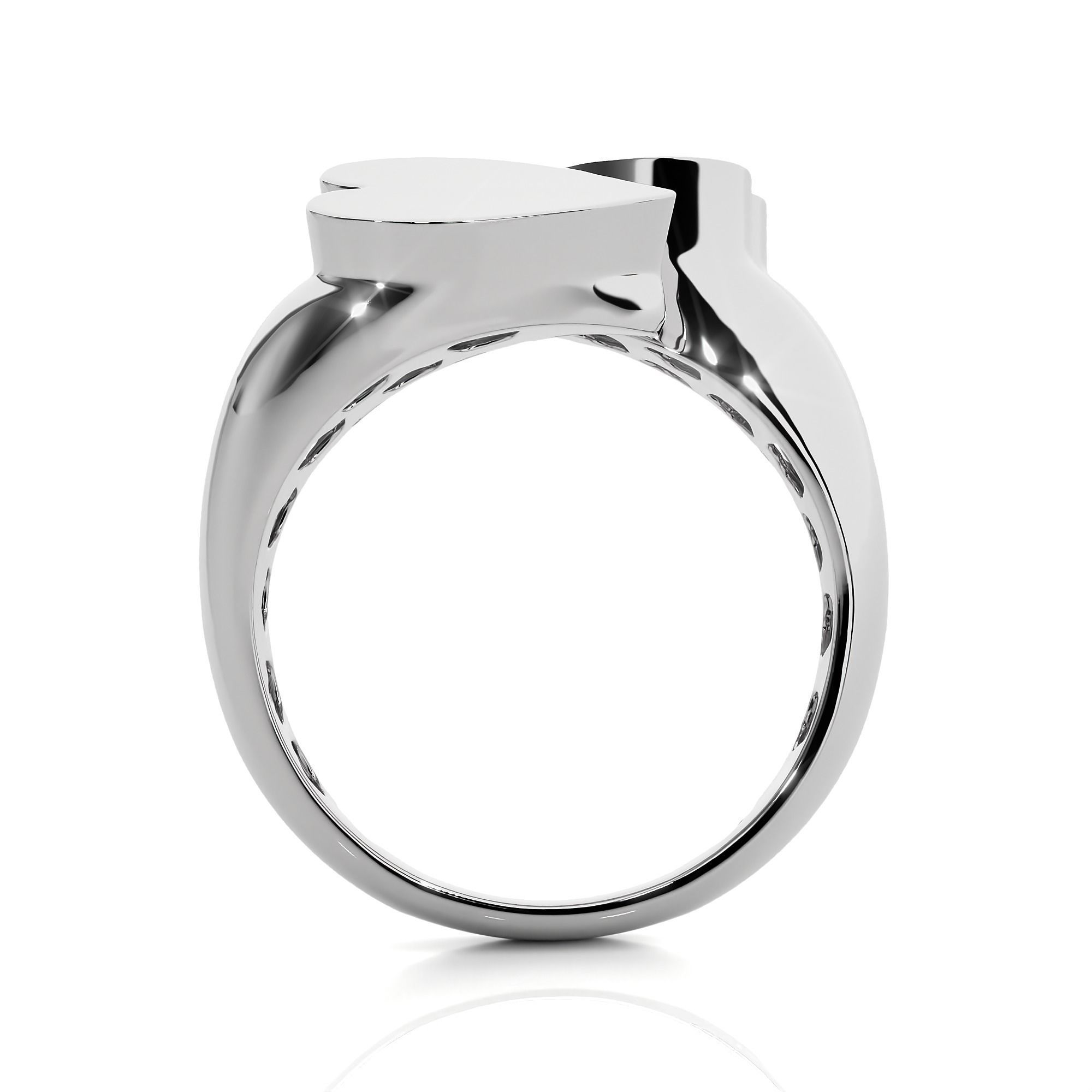 Couple Heart Love Italian Diamond Ring 3D print model_9