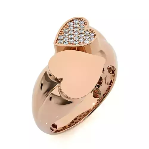 Couple Heart Love Italian Diamond Ring 3D print model