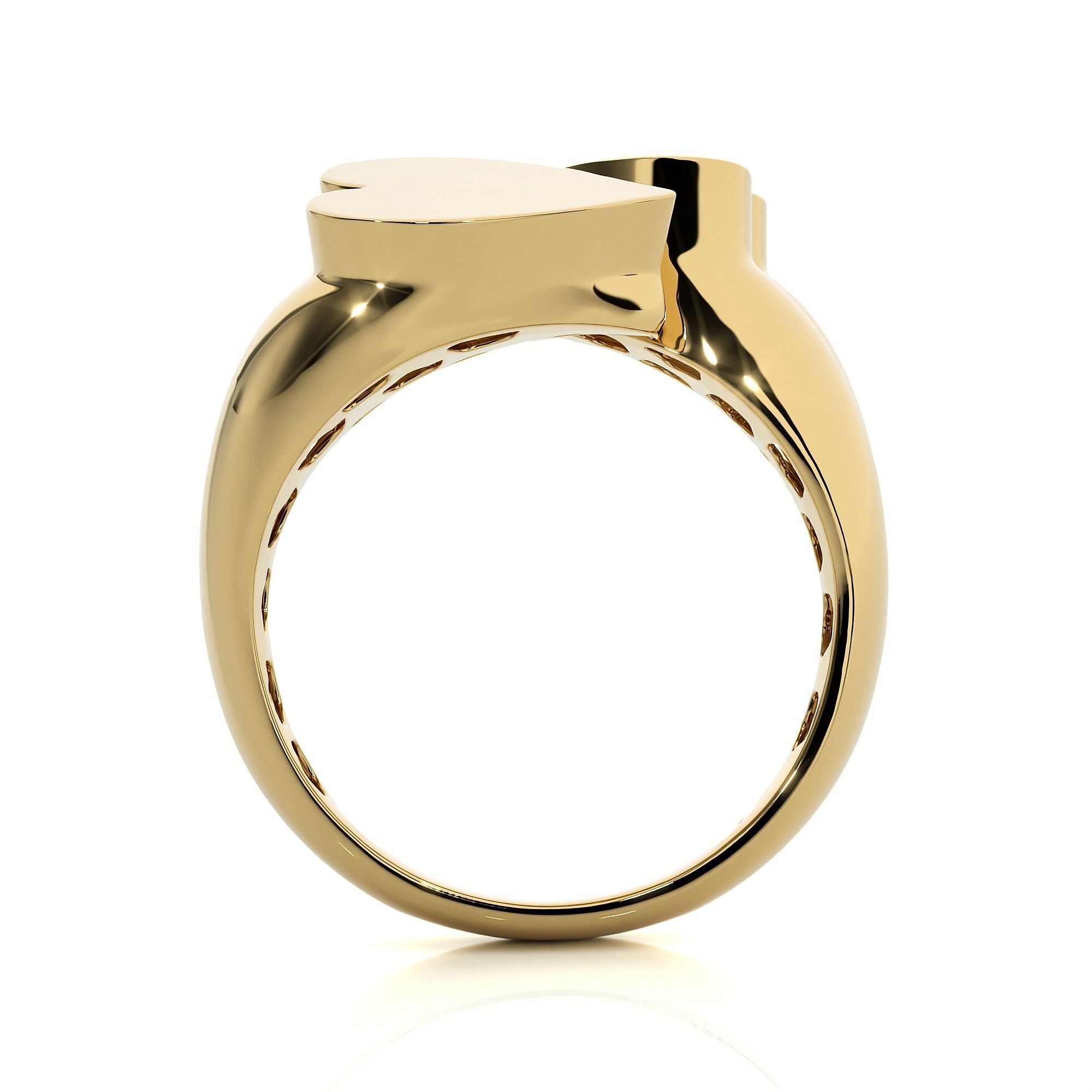 Couple Heart Love Italian Diamond Ring 3D print model_12