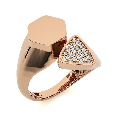 Dual Head Italian Diamond Ring 3D print model