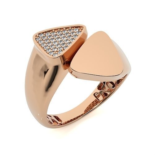 Dual Triangle Head Italian Diamond Ring 3D print model