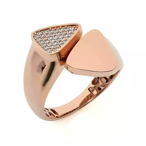 Dual Triangle Head Italian Diamond Ring
