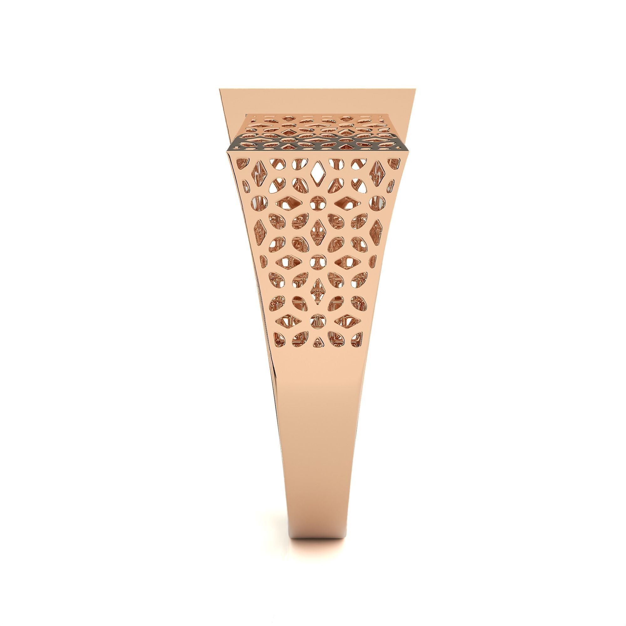 Square Mesh Dual Head Italian Diamond Ring 3D print model_7