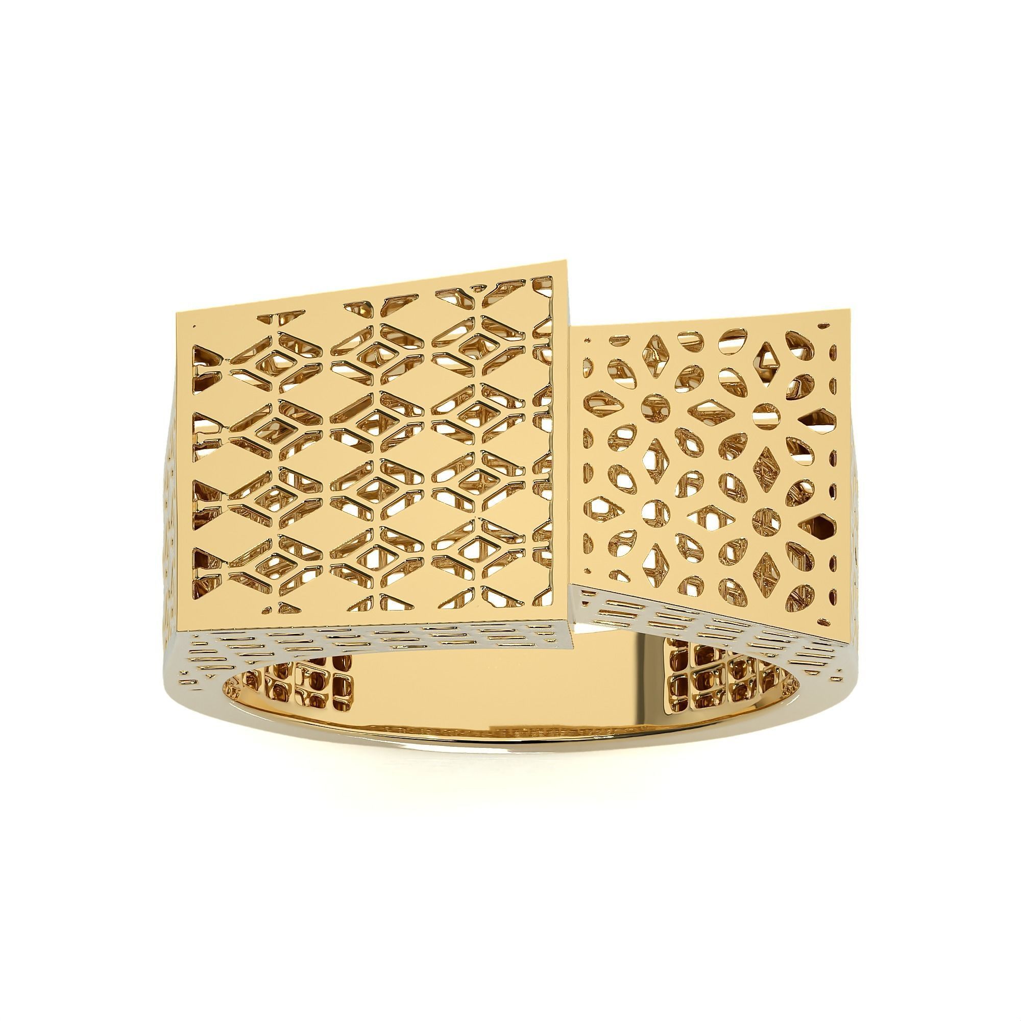 Square Mesh Dual Head Italian Diamond Ring 3D print model_11