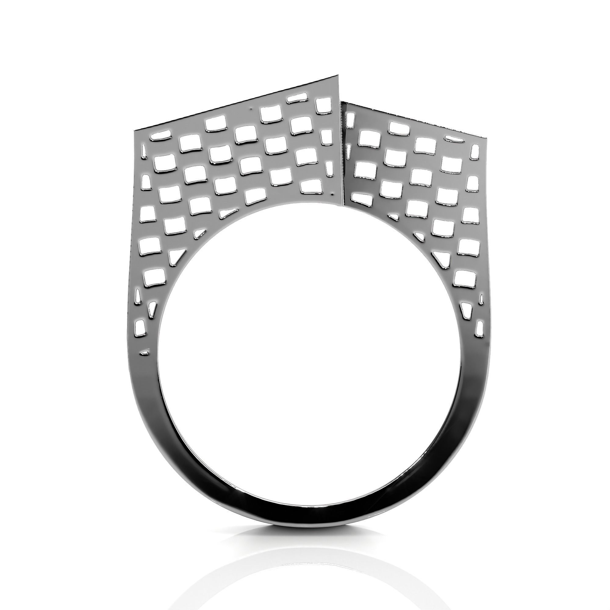 Square Mesh Dual Head Italian Diamond Ring 3D print model_9