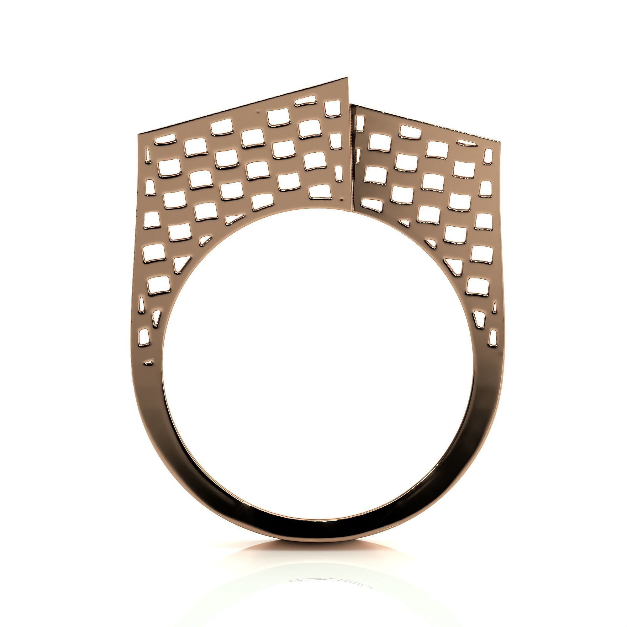 Square Mesh Dual Head Italian Diamond Ring 3D print model_6