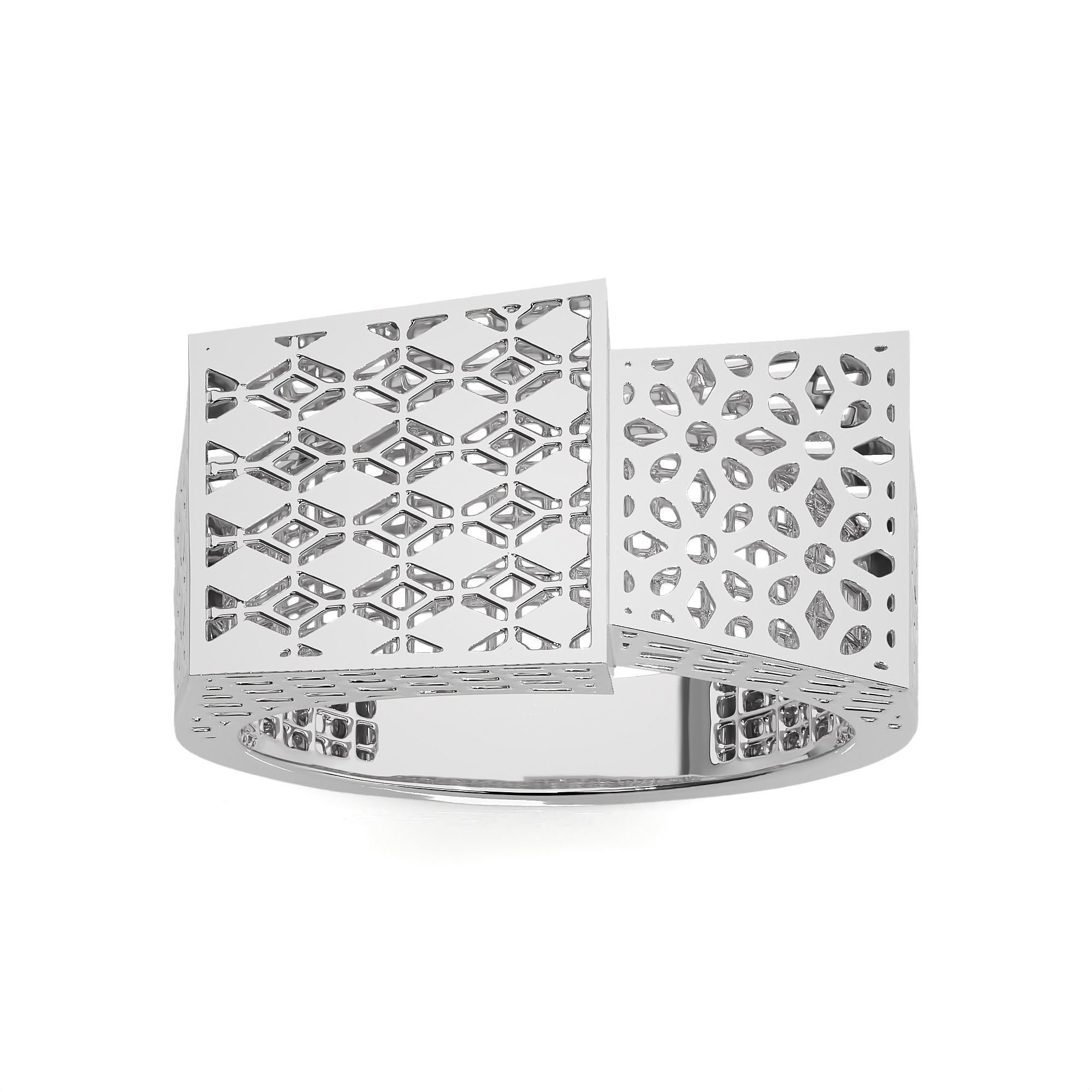 Square Mesh Dual Head Italian Diamond Ring 3D print model_8