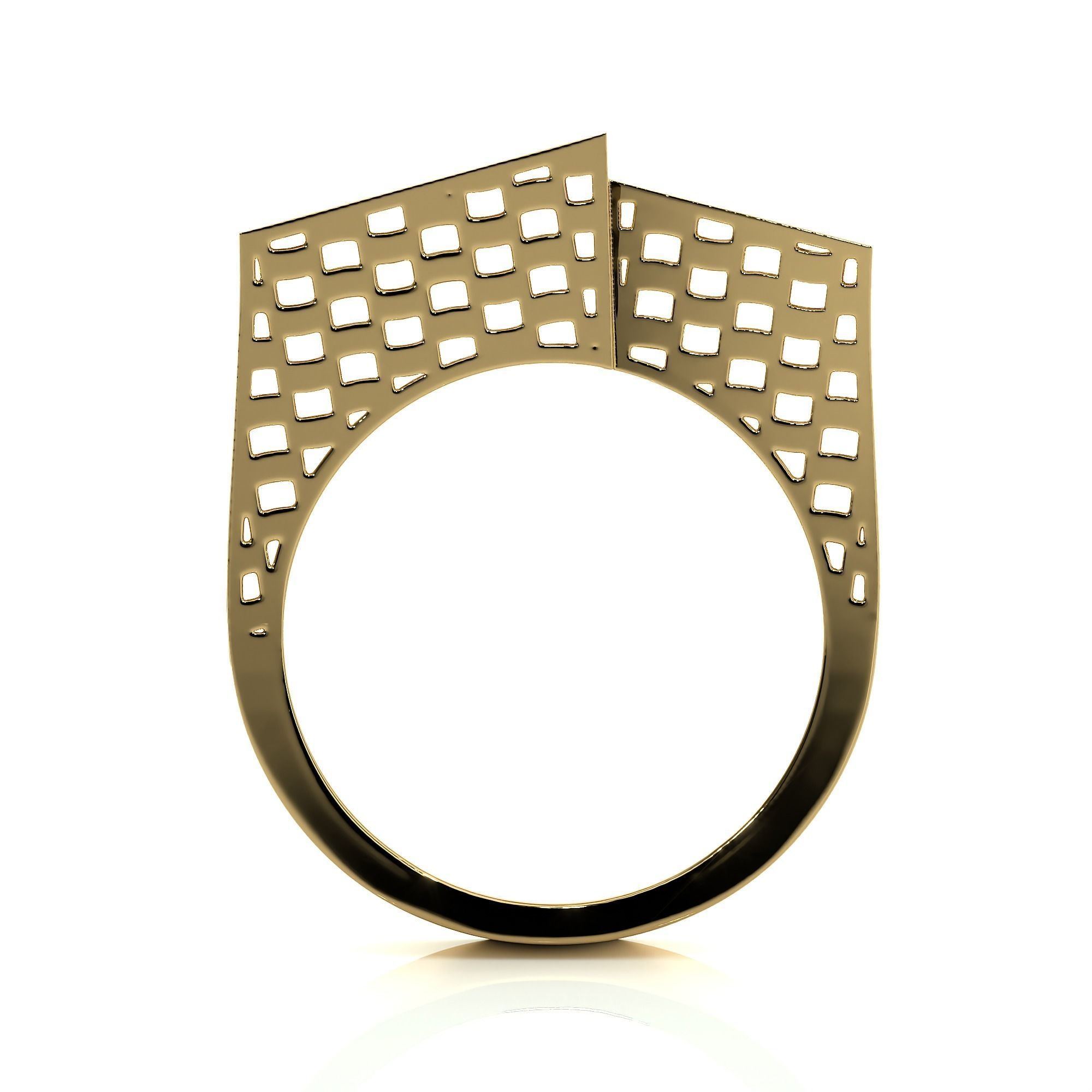 Square Mesh Dual Head Italian Diamond Ring 3D print model_12