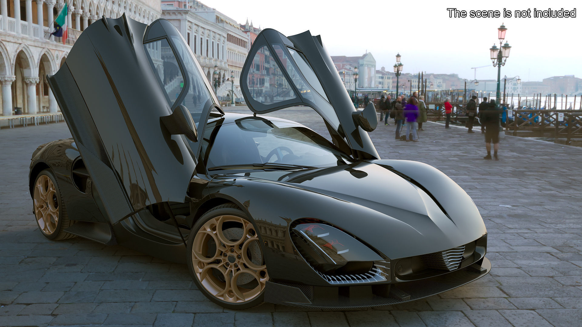 Luxurious Supercar Coupe Black Rigged 3D model