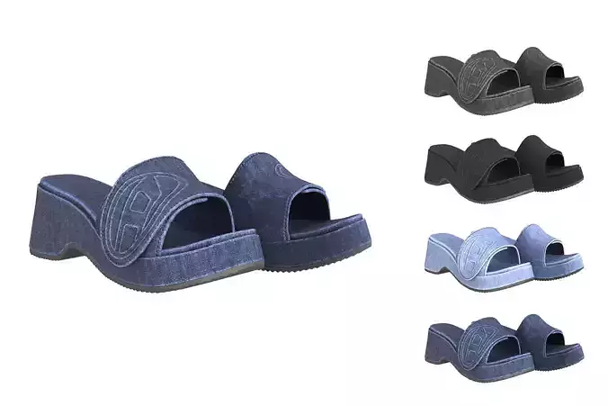 DIESEL Sa-Oval D Pf W denim sandals - 3D Model