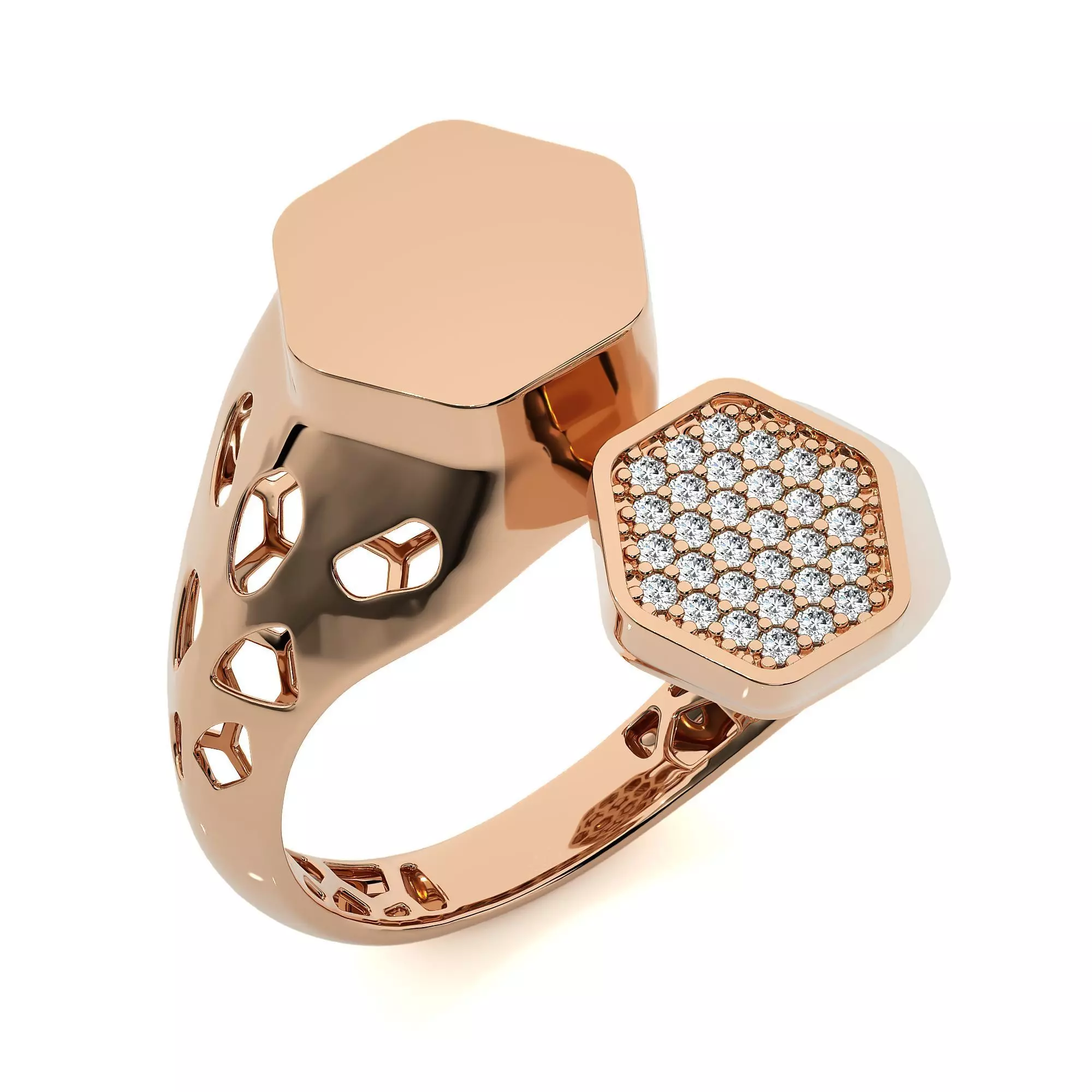 Dual Head Italian Diamond Ring 3D print model