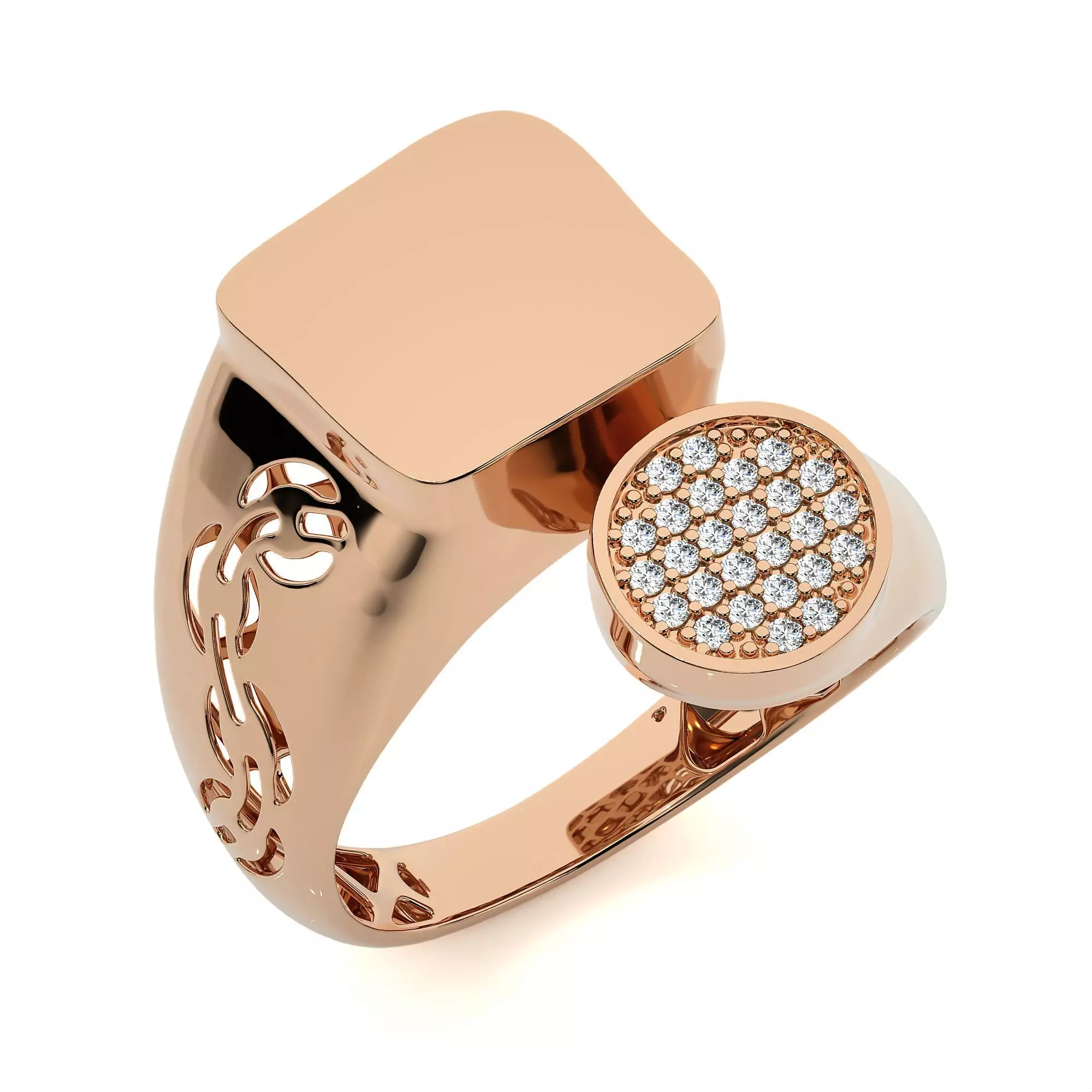 Dual Head Italian Diamond Ring 3D print model