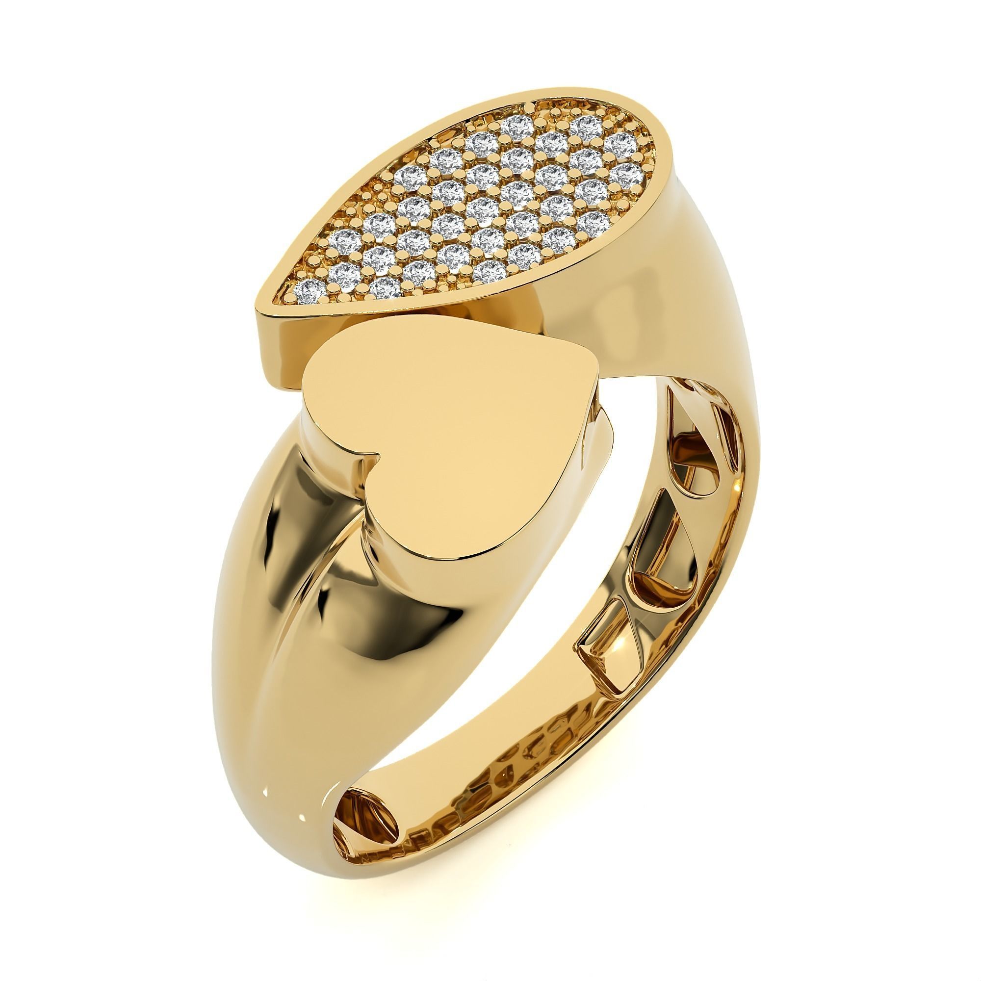 Heart Dual Head Italian Diamond Ring 3D print model_1