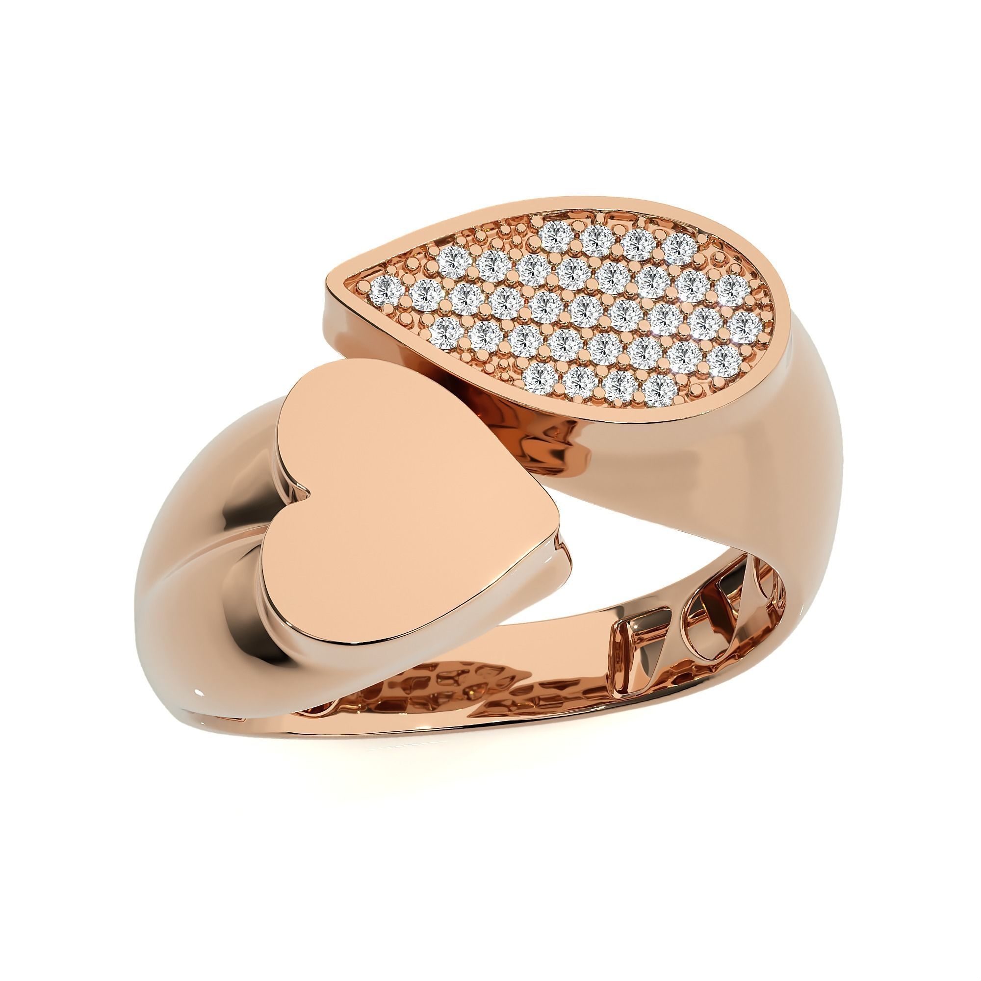 Heart Dual Head Italian Diamond Ring 3D print model_5